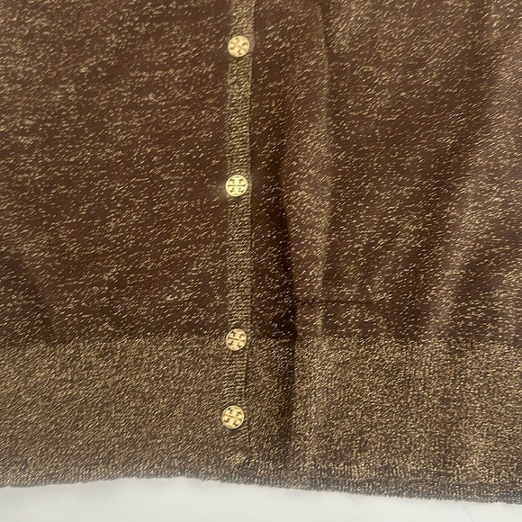 Tory Burch Copper Gold Linen Cardigan Sweater Top - Picture 3 of 9
